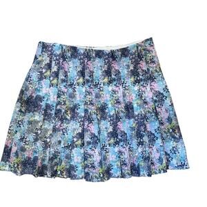 Tee Time Skort Size Large Blue Floral Pleated Athletic Printed Golf Tennis Mini